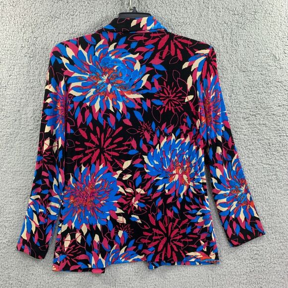 Chicos Travelers Womens Top Colorful Floral Sz M 8 Slinky Wrinkle free Travel - Picture 5 of 10